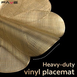 FAVE Luxury Gold Round Table Mats Set of 6 15 Inch Round Placemats