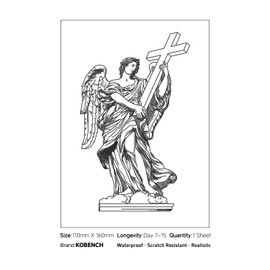 kobench Cool Temporary Tattoos,Winged Angel A Cross - K78 Design,Waterproof,Easy-to-Apply,Long Lasting 1-2 Weeks, Plant-Based,Wings Tattoos