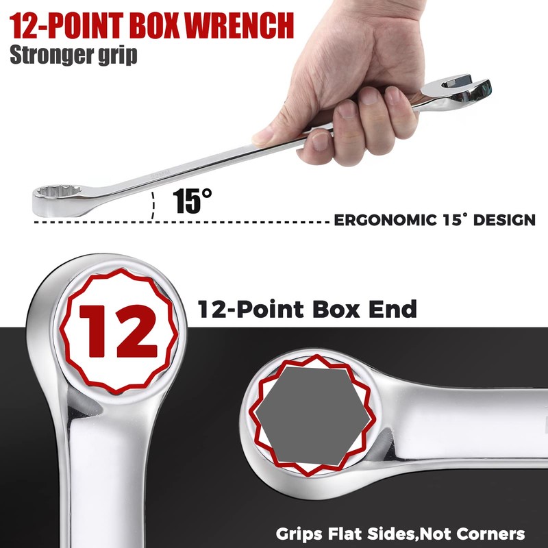 ROCHOOF Combination Wrench Set,32-Piece Chrome Vanadium Steel Wrench Set 12-Point