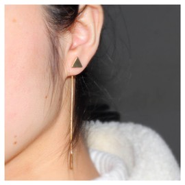 Allereyae Vintage Bar Drop Earrings Triangle Stud Earrings Round Snake Chain Earrings Gold Long Chain Tassel Earrings Jewelry for Women and Girls