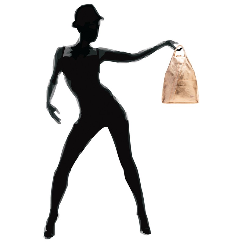 Caspar TL782 2 in 1 Leather Backpack Handbag, Rose Gold