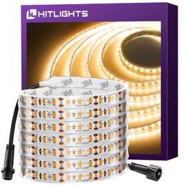 Outdoor LED Strip Lights Waterproof 3000K, 16.4ft IP67 High Density LED Tape Light, 600 LEDs/Reel, 252~300LM/ft, UL-Listed, 12V Dimmable Rope Lights for Home, Balcony, Roof, Backyard, Patio, Garden