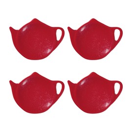 Supreme Housewares Tea Bag Holder Set of 4, Teapot Shaped Tea Bag Coasters Spoon Rests Saucer Seasoning Dish Set TeaBag Holder (Twinkle Dust)