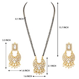 Aheli Indian Traditional Bollywood Faux Stone Mangalsutra Necklace with Earrings Jewelry Set Gift for Women