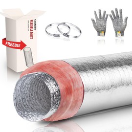Cuchiilo 4 Inch Insulated Flexible Duct,HVAC Insulation Duct,25 Feet Insulated Duct,4 in Insulated Duct Hose, R6.0 Air Flexible Duct Aluminum Hose 4''25' Long,for HVAC Flex Ductowrk