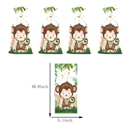 CSTYWC 50 Pcs Jungle Animal Party Favors Bags Safari Animal Plastic Goody Treat Bags Safari Jungle Cellophane Gift Bags with Ribbons for Favors Jungle Theme Party Supplies for Birthday Party