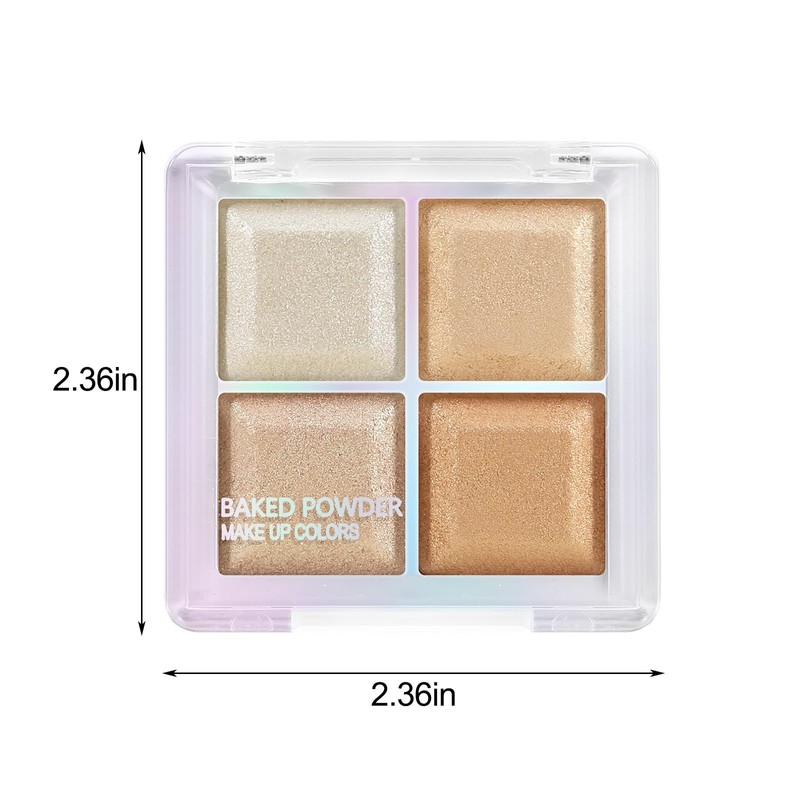 Boobeen Blush and Highlighter Palette- 4-color Metallic Shimmer Shadow Powder,