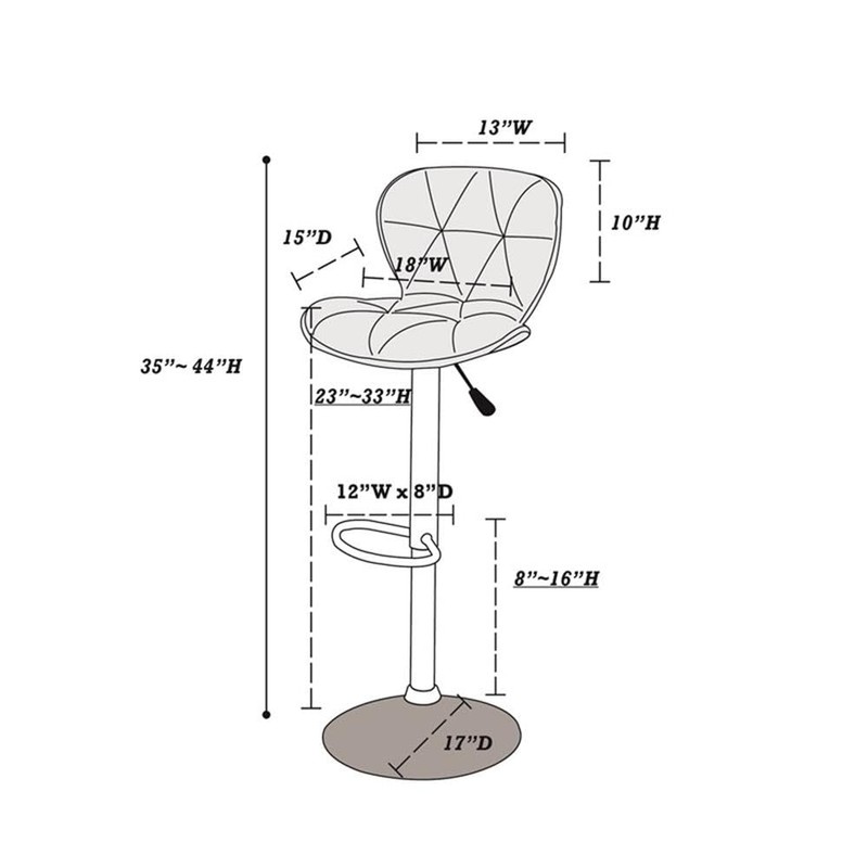 Poundex Bobkona Riggan Set of Two Adjustable PU bar Stool