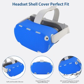 MLemonVR Silicone Cover Set Compatible with Oculus/Meta Quest 2 Accessories,Includes Controller Grips Button Caps & Face Cover, Shell Cover, Lens Cover, for Quest 2_Blue
