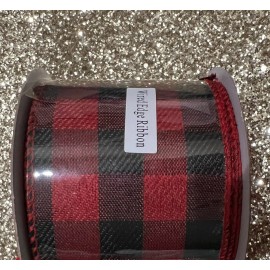Plaid Black & Red Buffalo Plaid Checkered Christmas Wired Edge 2.5x 30