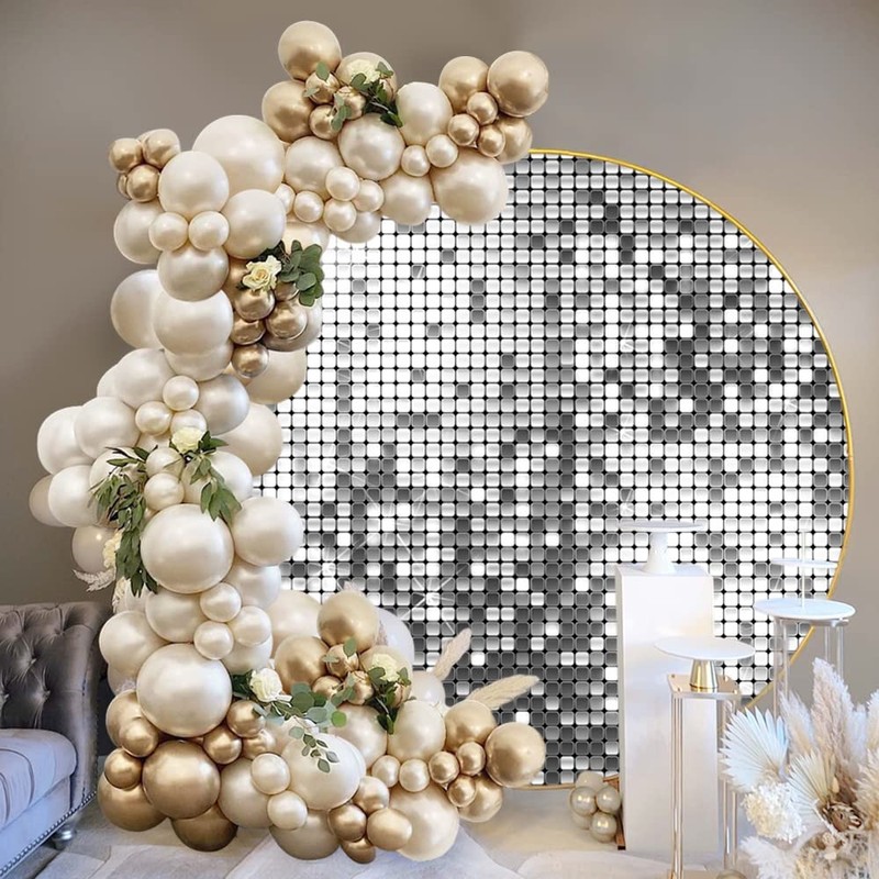 OERJU Silver Round Backdrop Cover Luxurious Not Glitter Sequin Background