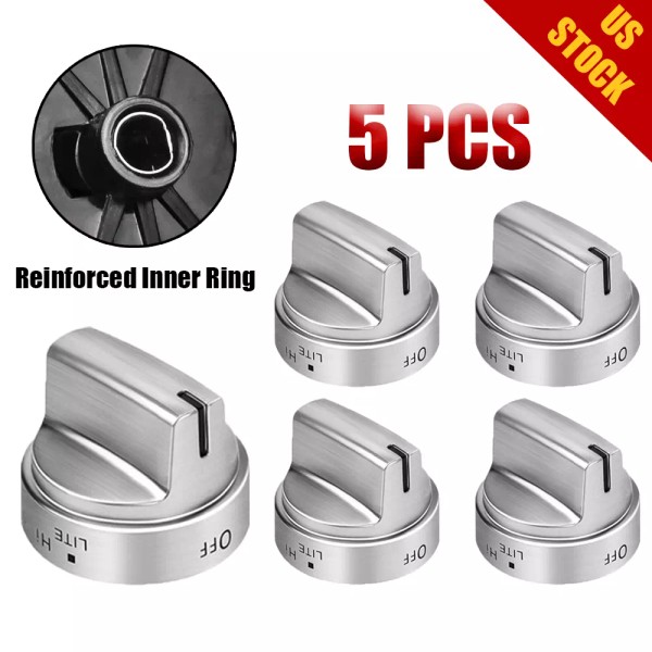 WB03X24818 5 Pcs Range Oven Burner Stove Knobs for GE