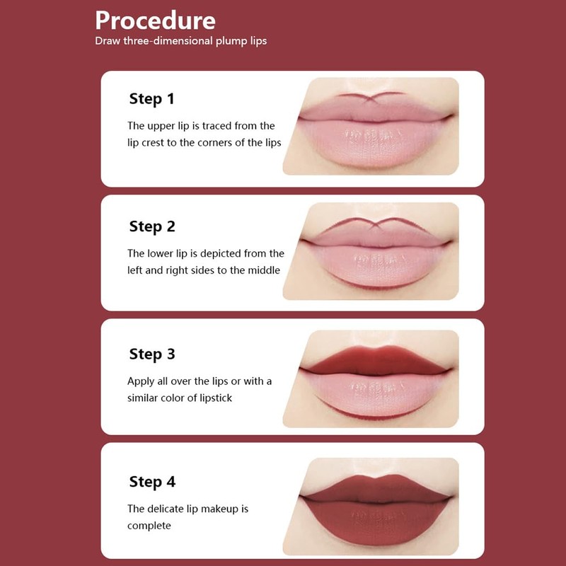 FeiCuiYun Matte Calligraphy Liquid Lip Liner Lipstick Pencil, Red Brown