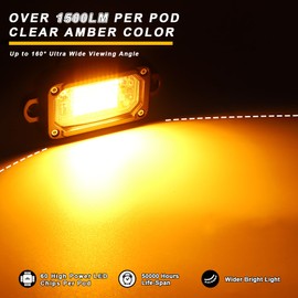 Amber Rock Lights, 4 PCS 60 Chip Rock Lights for Trucks UTV ATV RZR, Underglow Light Kit with 15FT Wiring Harness