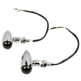 MotorToGo 2pcs Chrome Bullet Motorcycle LED Turn Signal Lights Chrome CNC LED Motorcycle Turn Signal Indicators Blinkers with Smoke Lens Compatible for 2009 Suzuki Boulevard C50