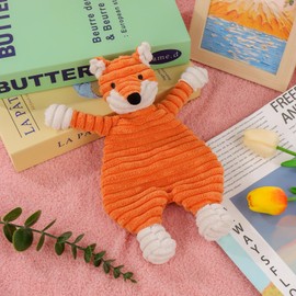 Apricot Lamb Corduroy Fox Soft Baby Comforter for Infant and Toddlers, Cute Security Blanket for Babies, Orange Loveys 10.3 Inches for Baby Boy and Girl