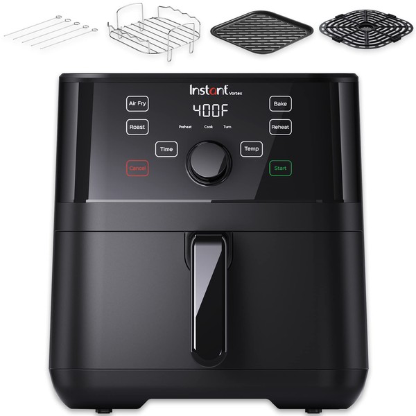 Instant Vortex 5.7-QT Air Fryer Oven with Accessories, From the Makers of Instant Pot, Customizable Smart Cooking Programs, Digital Touchscreen, Dishwasher-Safe Basket, App with over 100 Recipes
