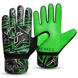 Trepace SPORTS Football Goalkeeper Gloves For Boys Kids Youth Children Soccer Goalie Goalkeeping Glove with Grip Palms (Green, 4)