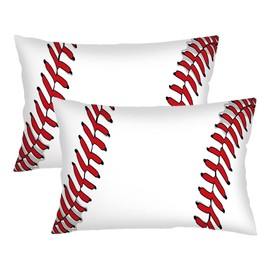 Sport Theme Throw Pillow Cover Queen Size Set of 2 Sports White and Red Baseball Laces Softball Laces Lumbar Pillow Case Decorative Standard Pillow Cases with Zipper Cushion Covers for Bed,20"x30"