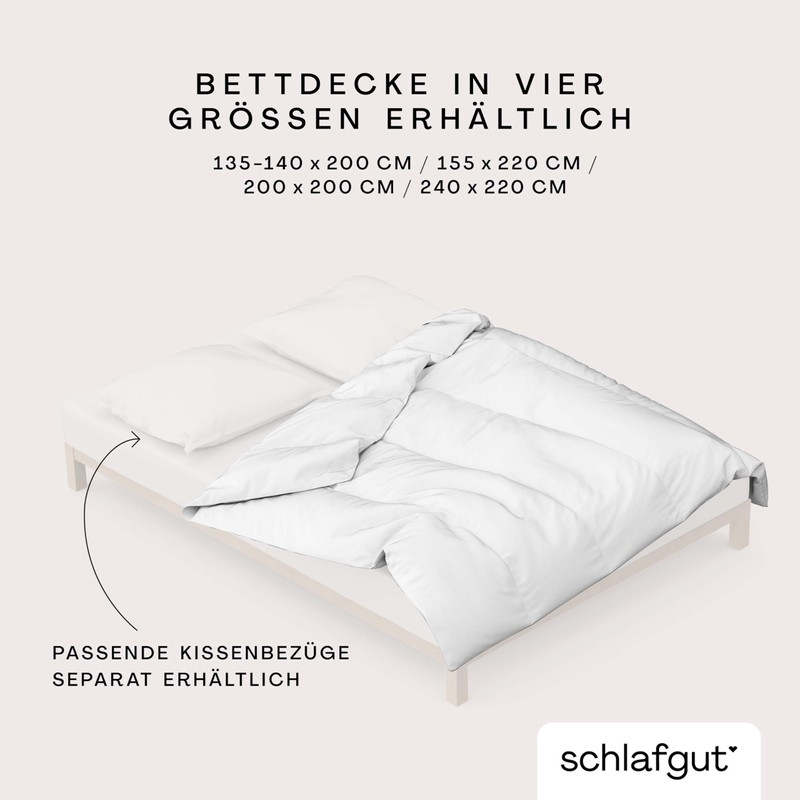 schlafgut Woven Satin Bettwäsche 135x200cm Bettdecke Bezug einzeln, Full-White Uni