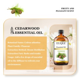 EUQEE Cedarwood Essential Oil 118mL Pure Cedarwood Oil Premium Essential Oil for Diffuser, Humidifier - with Glass Dropper (4fl.oz)