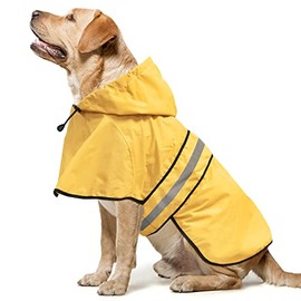 Domagiker Adjustable Dog Raincoats - Waterproof Lightweight Raincoat Slicker Poncho, Reflective Hooded Dog Rain Coat Jacket for Small, Medium, Large Dogs (Large, Yellow)