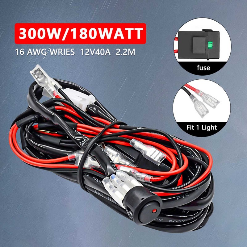 LED Light Bar Wiring Harness Kit, 300W 2 Leads 16