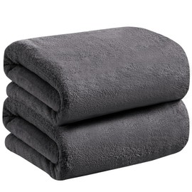AYO Bath Towel, Set of 2, Gray, 27.6 x 55.1 inches (70 x 140 cm), Large Size, Hotel Specifications, Fluffy, Fast Absorbent, Texture, Microfiber Towel, Durable, Bath Supplies, Absorbent, Quick Drying,