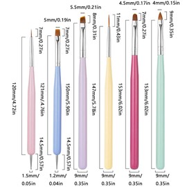 6 Stück Pinsel für Gelnägel, Nailart Pinsel Nagelbürste Stifte Gel Nagel Nagellack Pinsel Set