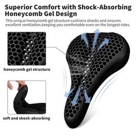 DAWAY S7 Gel Padded Bike Seat Cover - Comfortable Shock-Absorbing Bicycle Saddle Cushion, Non-Slip & Easy-Clean, Fits Peloton, Mountain, Road & Exercise Bikes, 11"x7" for Men & Women, Black
