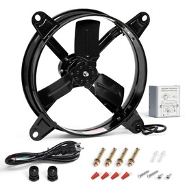 Hipoilk Gable Vent Attic Fan with Adjustable Thermostat, 14 Inch Exhaust Fan for Attic, Shed, Garage, Greenhouse, 1239 CFM, 1510 RPM