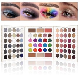 UCANBE Paleta de Maquillaje de Sombras de Ojos 86 Colores, Negro Mate Gris Plateado Sombras de Ojos Góticas Ahumadas+Brillantes Prensados Grupos+Tonos Neones de Colores Brillantes+Neutros Rosy Rusty p
