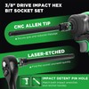 3/8" Drive Long Impact Hex Bit Socket Set, Allen Bit