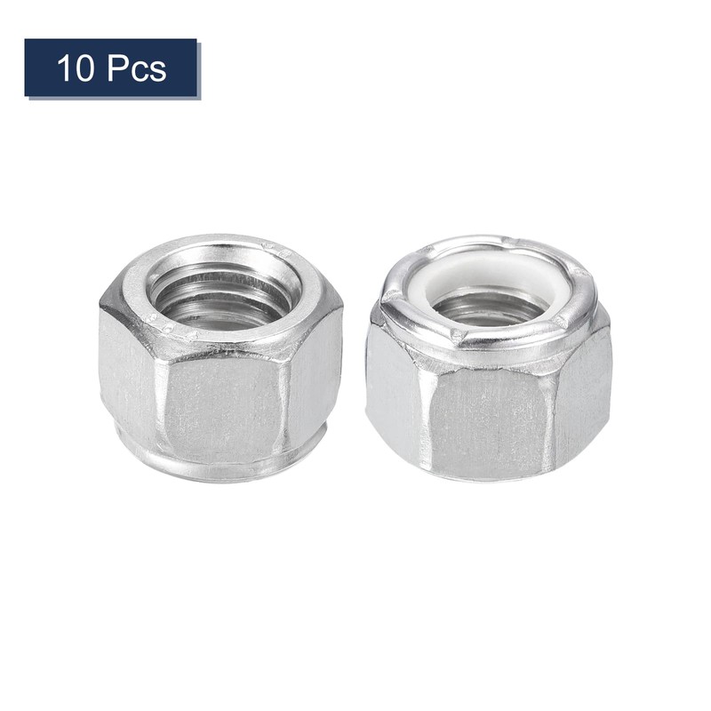 sourcing map 10Pcs 1/2"-13 Nylon Insert Hex Lock Nuts, 316
