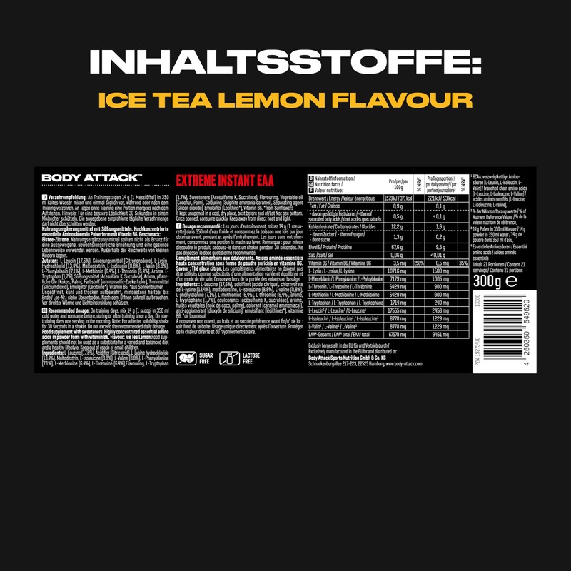 Body Attack Instant EAA (300 g, Ice Tea Lemon)