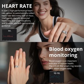 COLMI R02 Smart Ring, a Smart Ring for Women and Men, with a Charging case, Supports Heart Rate, Blood Oxygen, Sleep Health Monitoring, and Sports Tracking Ring. (Silver, 9#)