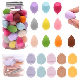AHIER 50 Pcs Mini Makeup Sponge Set Include 40 Pcs Mini Beauty Blender & 10 Pcs Finger Powder Puff, Random Colored Small Beauty Blender Makeup Sponges Facial Makeup Tools for Foundation Concealer
