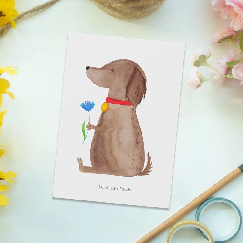 Mr. & Mrs. Panda Postcard Dog Flower - Gift, Dog