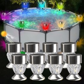 8 Pack Pool Lights for Above Ground Pools, Solar Pool Lights, Waterproof Swimming Pool Accessories Night Lights, Outdoor Swimming Pool Fence Decoration Accessories for Frame Swimming Pools