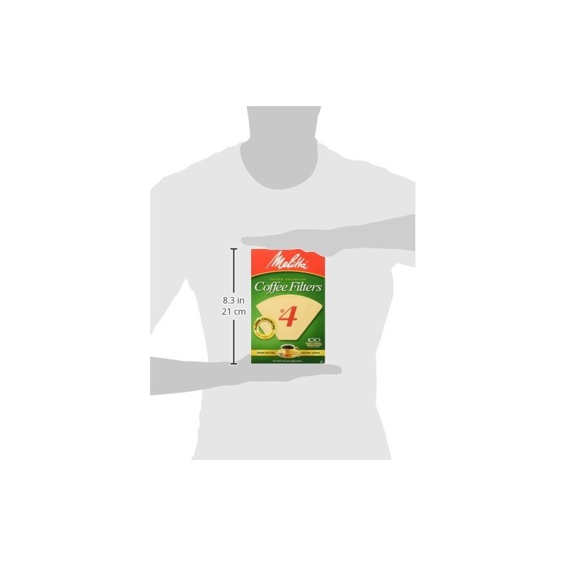 Melitta #4 Cone Coffee Filters, Unbleached Natural Brown, 100 Total