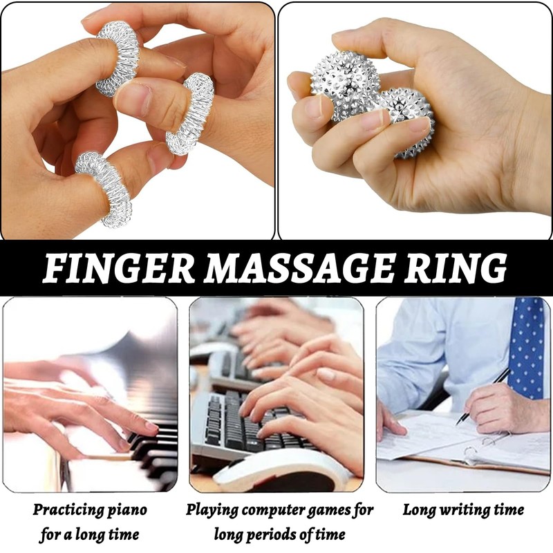 2 Stück Skills Panikattacken,Akupressur Ring,Skills Borderline,Igelball Metall,Borderline Skills,32 mm Durchmesser