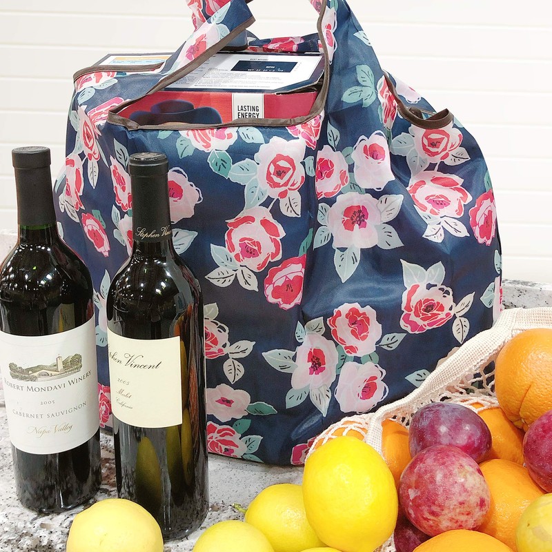 allydrew Large Foldable Tote Nylon Reusable Grocery Bag, Wilderness Animals