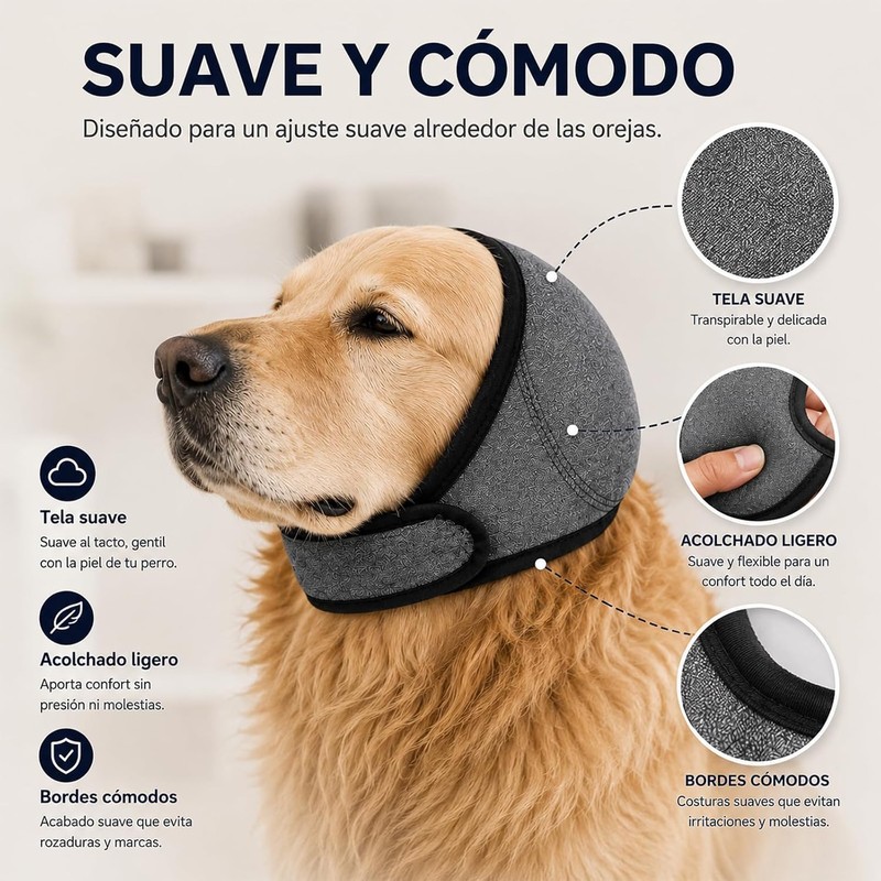 2PCS Orejeras contra ruido para perro, Orejeras ajustables para perro