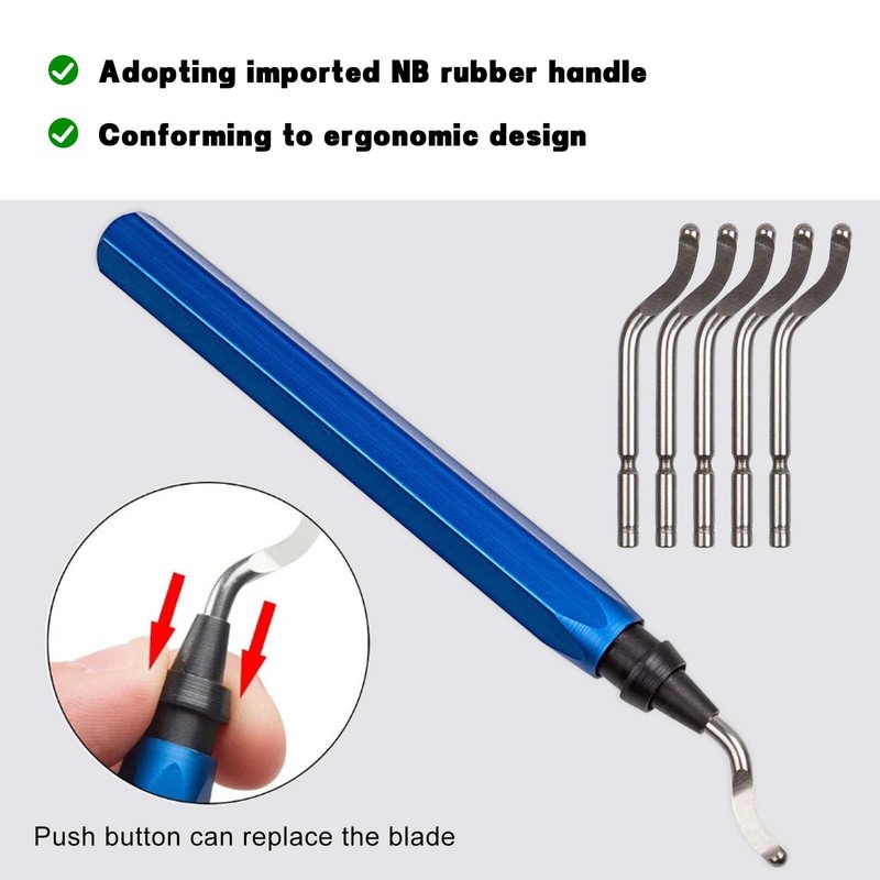 Universal Deburring Tool, 15-Piece Replacement and 5 Diamond File Set,