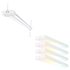 hykolity 5000K LED Shop Light Linkable, 4FT Daylight LED Ceiling Lights for Garages, Workshops, Basements, Hanging or FlushMount, Included Power Cord and Pull Chain,ETL