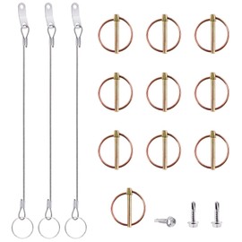 Swpeet 15Pcs 3/16" x 1-7/16" Spring-Loaded Lynch Pin Linch Pin and Stainless Steel Lanyard Cables and Quick Release Ring with 410 Stainless Steel Self Drilling Sheet Metal Screws Kit for Farm