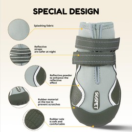 Dog Shoes, Waterproof Dog Booties Paw Protector for Hot Pavement, Snowy Day, Outdoor Walking Skip-proof Dog Shoes Green 2.6in L