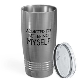 Flairy Land Daily Affirmation Stainless Edition Tumbler 20oz - Bettering Myself - Funny Gift For Reminder Coworker Friendship Graduation Birthday Encouragement Sunshine Woman