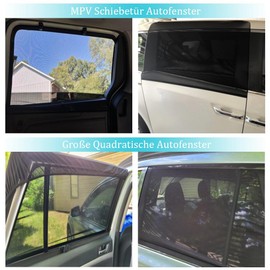 Pack of 2 Mesh Material Sun Protection Car Mesh for MPV Sliding Door, Single Layer Sun Protection for Large Square Car SUV MPV Van, with UV Protection and Breathability Function