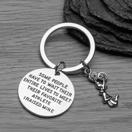 Sportybella Cheer Mom or Dad Keychain- Some People Have to Wait Their Entire Lives to Meet Their Favorite Athlete, I Raised Mine. Gift for Cheerleader Mom or Dad
